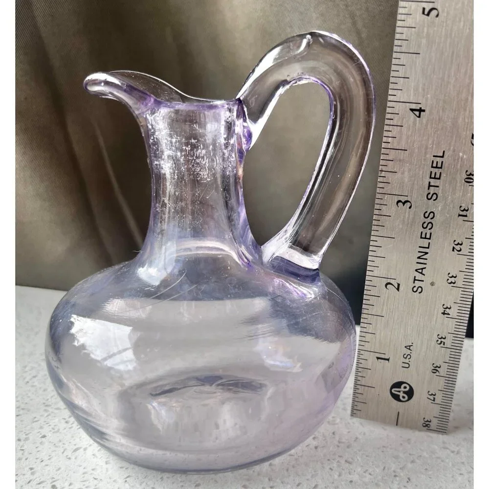 Vintage Purple Glass Pitcher Vase 3.75